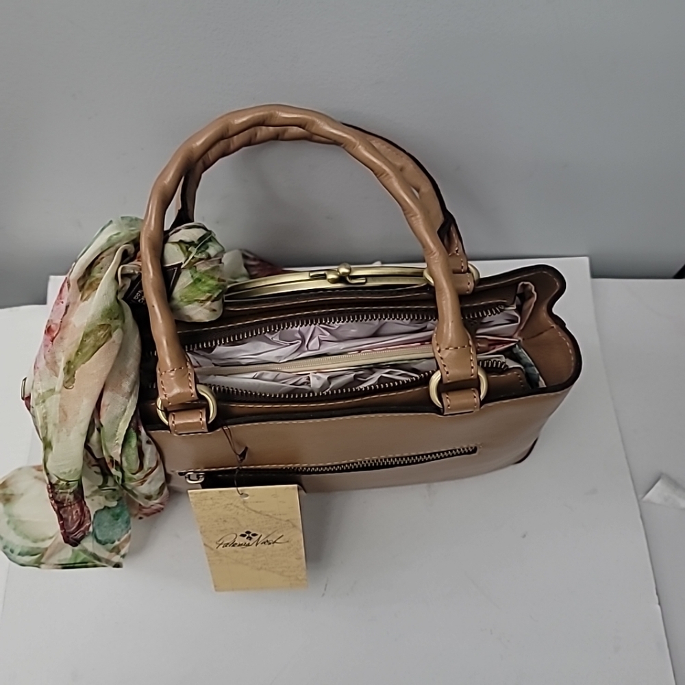 Patricia Nash Angela Satchel with Scarf - Seashell Tooled - Picture 9 of 10